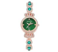 Dacdyi Crown-Shaped Lugs Green Crystal Bracelet Watches Analog Quartz Ladies Dress Watches, Green, Elegant