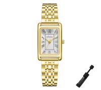 Dacdyi Gold Watch for Women, Rectangular Case, Roman Dial, Stainless Steel Bracelet Watches, Water Resistant, Easy Reader Ladies Quartz Wristwatch, Bracelet Adjustment Tool Included, Gold