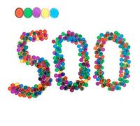 Dacefloy Magnetic Bingo Chips 500 PCS Transparent Game Tokens- Mix 5 Colors Counting & Sorting Poker Chips Plastic Markers