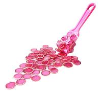 Dacefloy Magnetic Wand and Bingo Chips Set Magnet Stick with 100pcs Metal Ringed Tokens for Elderly - Science STEM Kit Math Learning Accessories Family Game Chess (Pink)