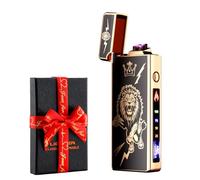 dachance Custom Personalized Cool Lighter Electric Gift Windproof USB Rechargeable Dual Arc for Camping Valentine's Day Gift (Lion)