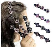 DACHAO Sparkling crystal stone woven hair clip with flowers, anti slip hair accessory with sparkling rhinestones, bangs, side duck hair clip with rhinestones,