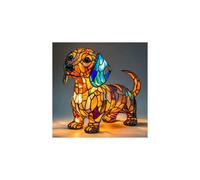(Dachshund, 17cm USB independent switch) Dog Series Resin Ornaments LED Night Light Art Animal Statue Creative Home Desktop Decoration