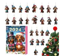 Dachshund 2024, Christmas 2024, 24 Days of Christmas Collectible Funny Dog Set, Acrylic Hanging Christmas Tree Decorations, Christmas Countdown Calendar Presents