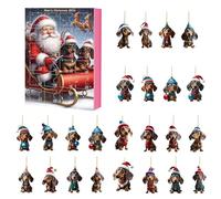 Dachshund 2024, Christmas Countdown Calendar with 24PCS Dachshund Ornament, Dachshund Christmas Tree Ornament, Dog Christmas for Dog Lovers