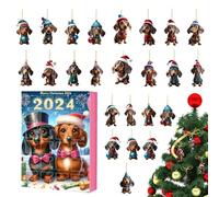 Dachshund 2024, Christmas Countdown Calendar with 24PCS Dachshund Ornament, Dachshund Christmas Tree Ornament, Dog Christmas for Dog Lovers