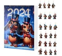Dachshund 2024, Funny Dog Christmas Countdown,Christmas Dachshund, Cute Christmas Collectible Dachshund Pendant For Christmas Tree Decorations(2D)