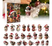 Dachshund Advent Calendar 2024, 24 Days Christmas Countdown Calendar with Cute Dachshunds Suprise Pendants, Xmas Tree Decoration, Acrylic Collectible Gnome Dachshund Pet Figures Christmas Gifts (#A)