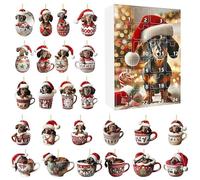 Dachshund Advent Calendar 2024, 24 Days Christmas Countdown Calendar with Dog Pendants, Acrylic Christmas Baubles for Christmas Tree Decorations (D)