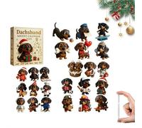 Dachshund Advent Calendar 2025,24 Days of Surprise Countdown Calendars with 24 Unique Acrylic Animal Hanging Figurines, Countdown Holiday Box for Tree Decor & Cryptid Fans