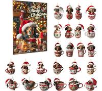 Dachshund Advent Calendar 2025, Exquisite 24 Days of Festive Dachshunds Countdown, Funny Dachshunds Dog Set Pendant, 2D Acrylic Dog Christmas Tree Hanging Ornaments