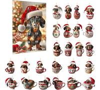 Dachshund Advent Calendar 2025, Exquisite 24 Days of Festive Dachshunds Countdown, Funny Dachshunds Dog Set Pendant, 2D Acrylic Dog Christmas Tree Hanging Ornaments