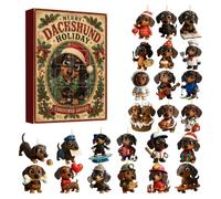 Dachshund Advent Calendar 2026, 24 Pcs Christmas Dog Ornament Set | Durable acrylic double-sided pendants designed for tree decor, ideal for dog lovers C