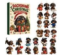 Dachshund Advent Calendar 2026, 24 Pcs Christmas Dog Ornament Set | Durable acrylic double-sided pendants designed for tree decor, ideal for dog lovers B