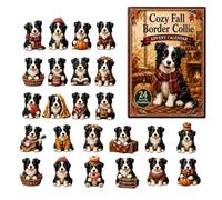 Dachshund Advent Calendar 24 Days Countdown Christmas Decoration Acrylic Ornament 2D Dog Pendant Surprises Daily Mysteries Christmas Decoration for Christmas Tree Keyring, D