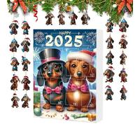 Dachshund Advent Calendar, Dog 2025 24 Days Christmas Decoration Calendar, Acrylic Decoration for Christmas, December, Living Room, Children's Room, Teenagers, Adults