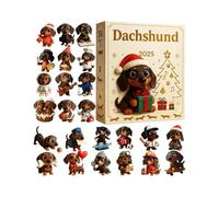 Dachshund Advent Calendars 2025, 24 Days Advent Dog Pendant Christmas Calendars 2D Acrylic Cute Dachshund Ornaments Christmas Tree Decorations Countdown Calendar For Dogs Lovers And Families