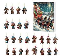 Dachshund Advent Calendars 2025, 24 Days Christmas Countdown Calendar with Funny Dogs Figure, 2D Acrylic Dachshunds Hanging Pendants for Christmas Tree Decoration