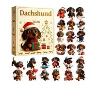 Dachshund Advent Calendars 2026, Dog Ornaments Christmas Countdown Calendar | Dog Advent Calendars 2026 With Collectible Dachshund Figurines, Cute 2D Acrylic Dachshund Pendant For Dog Lovers-A