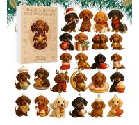 Dachshund Advent Christmas Calendar 2025,2D Acrylic Dog Decoration,24 Days Countdown Calendar For Holiday Seasonal Halloween Thanksgiving Easter Kids Teens Adults