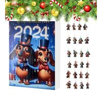 Dachshund Advent Christmas Countdown Calendar | Dachshund Advent Ornaments 24 Days,2D Acrylic Flat Dog Charm for Christmas Tree Window Car Rearview Mirror Wall Vacation Decor Stocking Stuffers