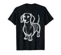 Dachshund Art Dog Lover Minimal Line Drawing Value Graphic T-Shirt, Men, Black, L