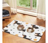 Dachshund Ball Paw Print,Waterproof Pet Feeding Mat,PU Leather Placemats for Cat Dog Water Bowl,Food Mats,30x45cm
