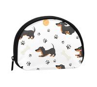Dachshund Ball Paw Print, Women's Storage Bag Shell Makeup Bag Small Coin Purse Shell Change Pouch