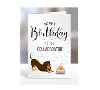 Dachshund birthday card, Sausage Dog, cards for Collaborator, gifts for men, women, female, male, him, her, presents, Happy Birthday to you, from dog, A5-277_59