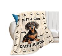 Dachshund Blanket Weiner Dog Gifts for Women Soft Plush Just a Girl Who Loves Dachshunds Stuff Fleece Throw Blanket Lightweight Flannel Gifts Blankets for Kids Adults 50"X40"