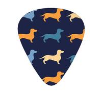 Dachshund Blue Orange Dog,12 Pcs Guitar Pick,3 Different Thickness Plectrums for Acoustic Guitar Bass Ukulele (0.46mm 0.96mm 0.71mm)
