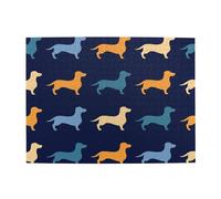 Dachshund Blue Orange Dog,500 Pieces Puzzles for Adults-Wooden Jigsaw Puzzle for Adults Elderly
