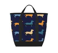 Dachshund Blue Orange Dog,Lunch Bags Large Capacity Insulated Tote Bag For Women Men Work Picnic Travel