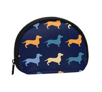 Dachshund Blue Orange Dog, Women's Storage Bag Shell Makeup Bag Small Coin Purse Shell Change Pouch