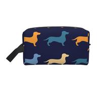 Dachshund Blue Orange DogMakeup Trave Bag for Women,Cosmetic Large Capacity Organizer