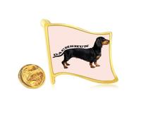 Dachshund Body Shape Pet Art Deco Fashion Golden Metal Flag Lapel Pin Badge