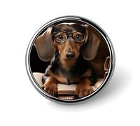 Dachshund Book Badge Holder Personalized Metal Button Pin Fashion Round Badge with Pattern Pin DIY Button Badges Exquisite Brooch Crafts Gift Clothes Decorative Pins