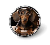 Dachshund Book Button Pin Personalized Metal Lapel Pins Badges Classic Round Brooch Pin Novelty Unique Enamel Pins Cute Funny Pinback Button Badge for Jackets Backpacks Bags Coat
