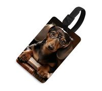 Dachshund Book Luggage Tag Classic Personalized Repeated Luggage Tag Cute Unique Travel Essentials Identifiers for Women Men Baggage Backpack Handbag Suitcase, Black-style, One Size