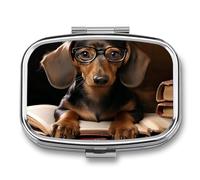 Dachshund Book Pill Box Pill Case Cute Pill Organizer Pill Holder Medicine Pill Organizer Pill Container Daily Pill Organizer Small Pill Box Pill Case for Purse Pocket