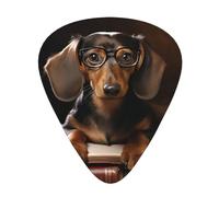 Dachshund Book Print Guitar Picks 12 Pack 3 Different Thickness Art Bass Picks For Ukulele Bass With Pick Case