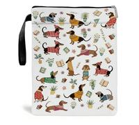 Dachshund Book Sleeve, Waterproof Book Pouch for Women, Book Sleeve Pouch for Book Lovers, Cute Sausage Dog Book Cover Protector for Notebooks Hardcover and Paperback, 30x22cm