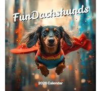 Dachshund Calendar 2026 - Funny Sausage Dog Wall Calendar 2026. Large 12 Month, Month to View with Notes & Checklist Pages, UK Made by Fun Pugs