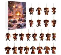 Dachshund Christmas, 24 Days Countdown Dog Ornament Set for 2025 Holiday Season with Cute 2D Acrylic Dachshund and Festive Drop Resistant Design, Decorative Ornaments