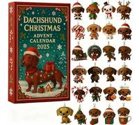 Dachshund Christmas Advent Calendar 2025, 24 Days Christmas Countdown Calendar with 24pcs Acrylic Ornaments, Christmass Countdown Hanging Ornaments,Festive Decor, Dog Lovers Gifts