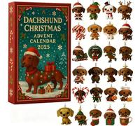 Dachshund Christmas Advent Calendar 2025,24 Days Countdown with Cute Dachshund D-achshund Cute Acrylic Ornaments,2D Acrylic
