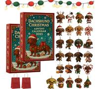 Dachshund Christmas Advent Calendar 2025, 24 Days Dachshund Advent Calendar, Funny Christmas Countdown Calendar with 2d Acrylic Cute Dachshund for Kids, Families & Dog Lovers (2Set)