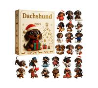 Dachshund - Christmas Advent, Oak Sausage dogShape, 24 Treat Slots, Rustic Wooden Design dogOrnaments | Reusable dogLover Holiday Countdown Decor For Home, Christmas Display