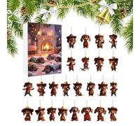 Dachshund Christmas Countdown Advent - 24 Days Dachshund Ornaments Countdown Calendar 2025 | 2D Acrylic Dog Charm for Vacation Christmas Tree Window Wall Door Car Rearview Mirror Backpack Decor