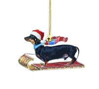Dachshund Christmas Ornament Cute Dog Christmas Hanging Pendant Acrylic ChristmasTree Hanging Decorations Xmas Car Hanging Ornament ChristmasTree Decorations Set Funny Xmas Ornaments (Dog 3)